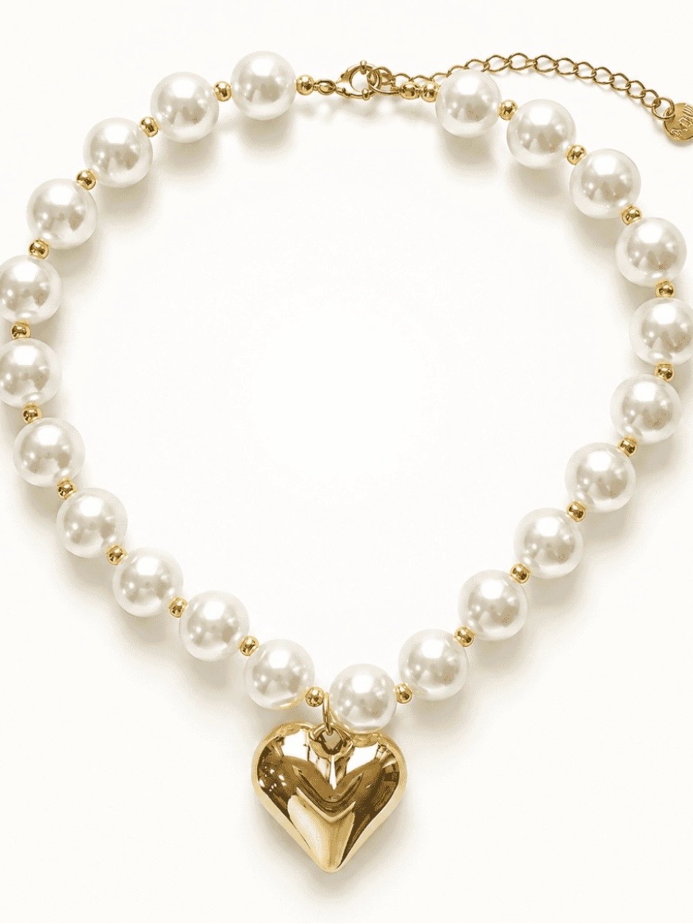 Mayamar Pearl Choker Necklace with Gold Heart Pendant NWOT